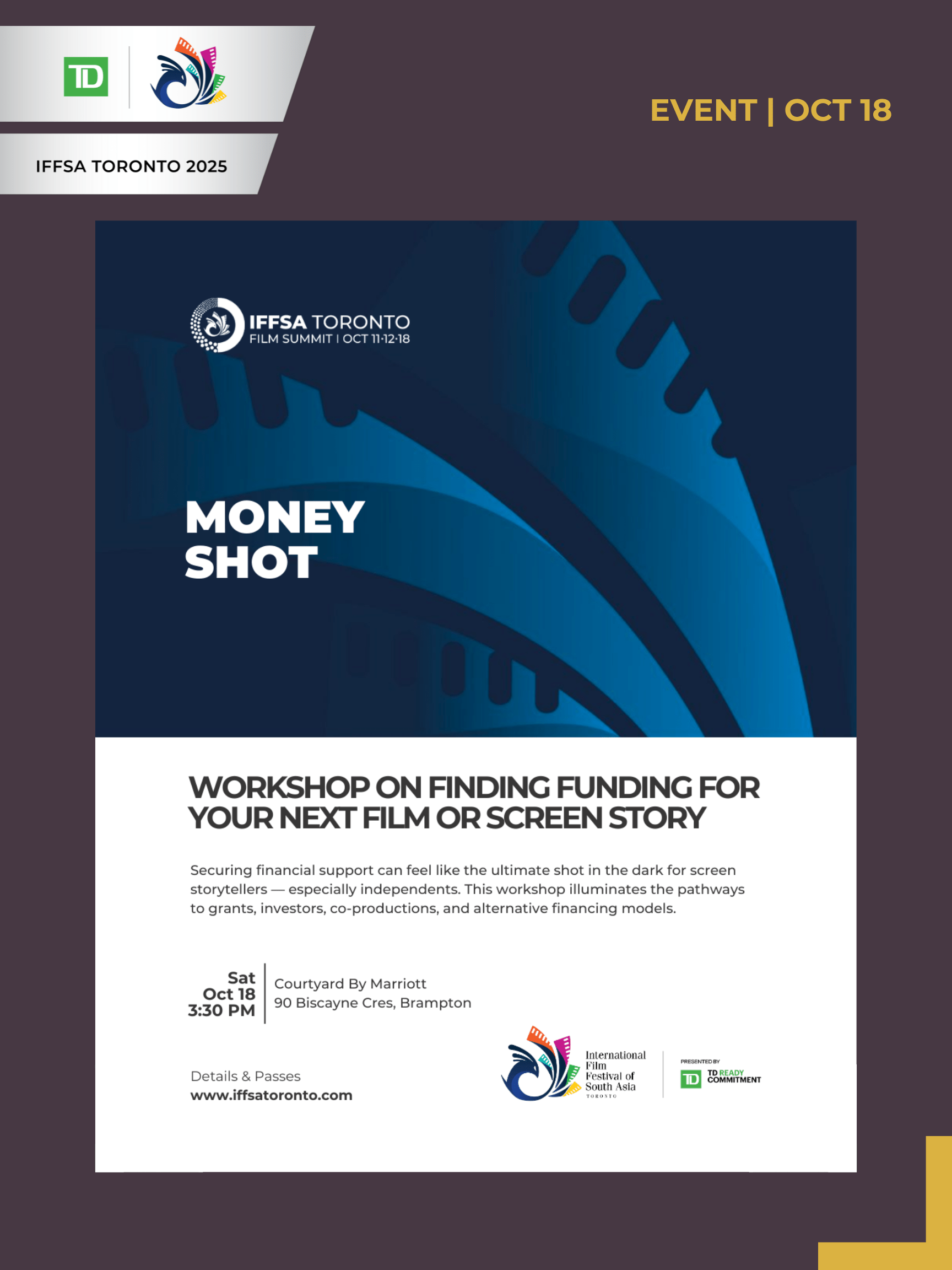 MONEY SHOT: WORKSHOP ON FINDING FUNDING FOR YOUR NEXT FILM OR SCREEN STORY